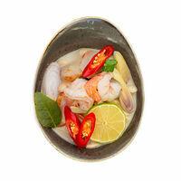 Tom Kha soup with tiger prawns and mushrooms