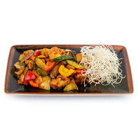 Singapore style chicken with vegetables and shiitake mushrooms  