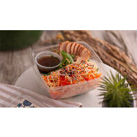 Funchoza salad with chicken breast and rice noodles